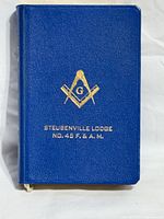Front cover with gold Masonic emblem and lodge inscription