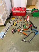 All items laid out with toolbox and tools visible