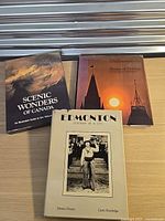 Front covers of three books on table