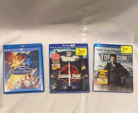 Front covers of three Blu-ray movie cases