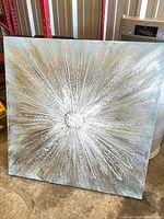 Front view showing full square abstract textured canvas artwork