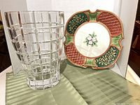 Vase and plate together, full view