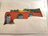 Full view of color print on deckle-edged rag paper