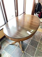 Top view of oval wood table