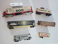 All six train pieces laid out