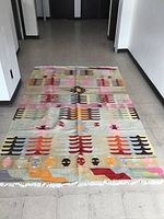 Full view of rug showing pattern and fringe