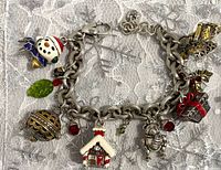 Full view of Brighton Holiday Frolic charm bracelet showing all charms