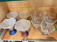 Overview of nine dessert glasses showing both styles