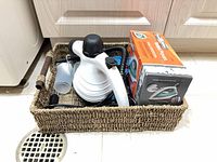 Steam cleaner, boxed iron and basket together