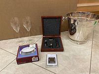 All items grouped: flutes, ice bucket, wine tool box, coaster box, inventory tiles pack