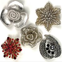 All five brooches arranged together