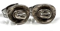 Front view of sterling silver cowboy hat stud earrings