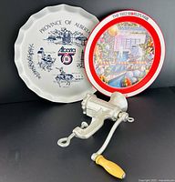 Group shot of both trays and meat grinder