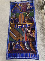 Full frontal view of Andean embroidered tapestry