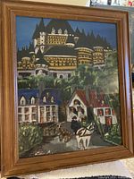 Full view of framed painting showing entire composition and frame