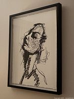 Angled view of framed drawing