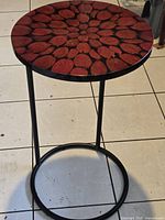 Top view showing red petal pattern tabletop