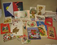 Spread of all greeting cards and tags laid out showing front artwork