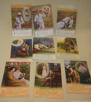 Fronts of nine Bamforth song postcards laid out in three rows