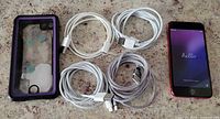 iPhone SE, four Lightning cables, phone case