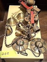 Overview of cymbals, dome bells, conical bell strand and cylindrical bell strand