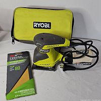 Ryobi sander, bag, sandpaper pack overview