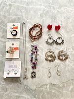 All jewellery laid out showing quantity and variety