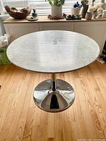 Full view of round marble table