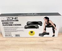 Front of boxed GoZone Aerobic Step showing product image and branding