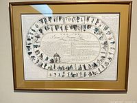 Full view of framed lithograph on wall