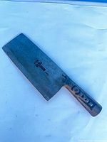 Full view of cleaver showing blade and handle