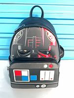 Full view of Darth Vader design mini backpack front, showing graphics and pocket