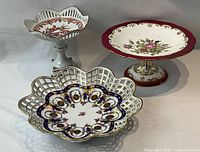 Front view of all three porcelain serving pieces