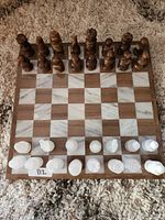 Top view of board with pieces in starting positions