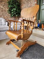 Full view of oak platform rocking chair