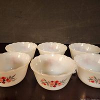 all six milk glass mini bowls front view