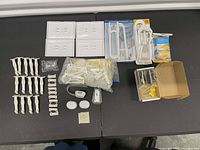 Overview of all child safety hardware pieces laid out