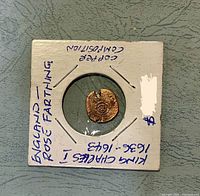 Obverse of rose farthing in labeled 2x2 flip