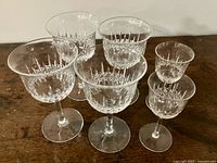 Six Thomas Webb Normandy crystal glasses grouped