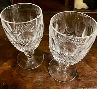 Pair of Waterford Colleen crystal port-wine glasses on table