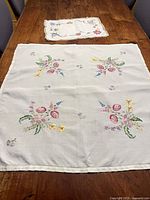 Tablecloth laid flat with placemat above