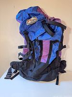 Full view of Lowe Alpine Contour Alpine backpack showing color, straps and hip belt