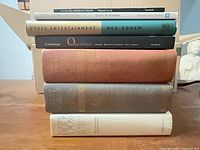 Stack of seven music books showing spines