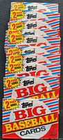 Front view of ten sealed Topps 1988 Big Baseball Cards 2nd Series packs stacked