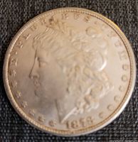 Obverse view of the 1878 Morgan silver dollar