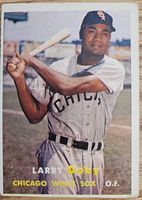 Front of 1957 Topps Larry Doby card showing player photo and card details