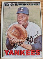 Front of 1967 Topps Elston Howard card showing player image and Yankees text