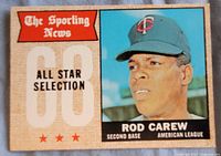 Front of 1968 Topps Rod Carew The Sporting News All-Star card