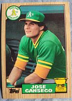 Front of 1987 Topps Jose Canseco card