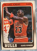 Front of Michael Jordan Fleer card showing image and front design